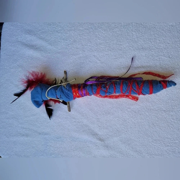 Homemade Doll with red feathers and googly eyes - Picture 6 of 10